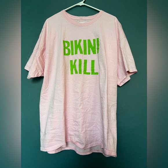 Bikini Kill flyer tshirt- pink green 2X - bought on tour! - Picture 1 of 3